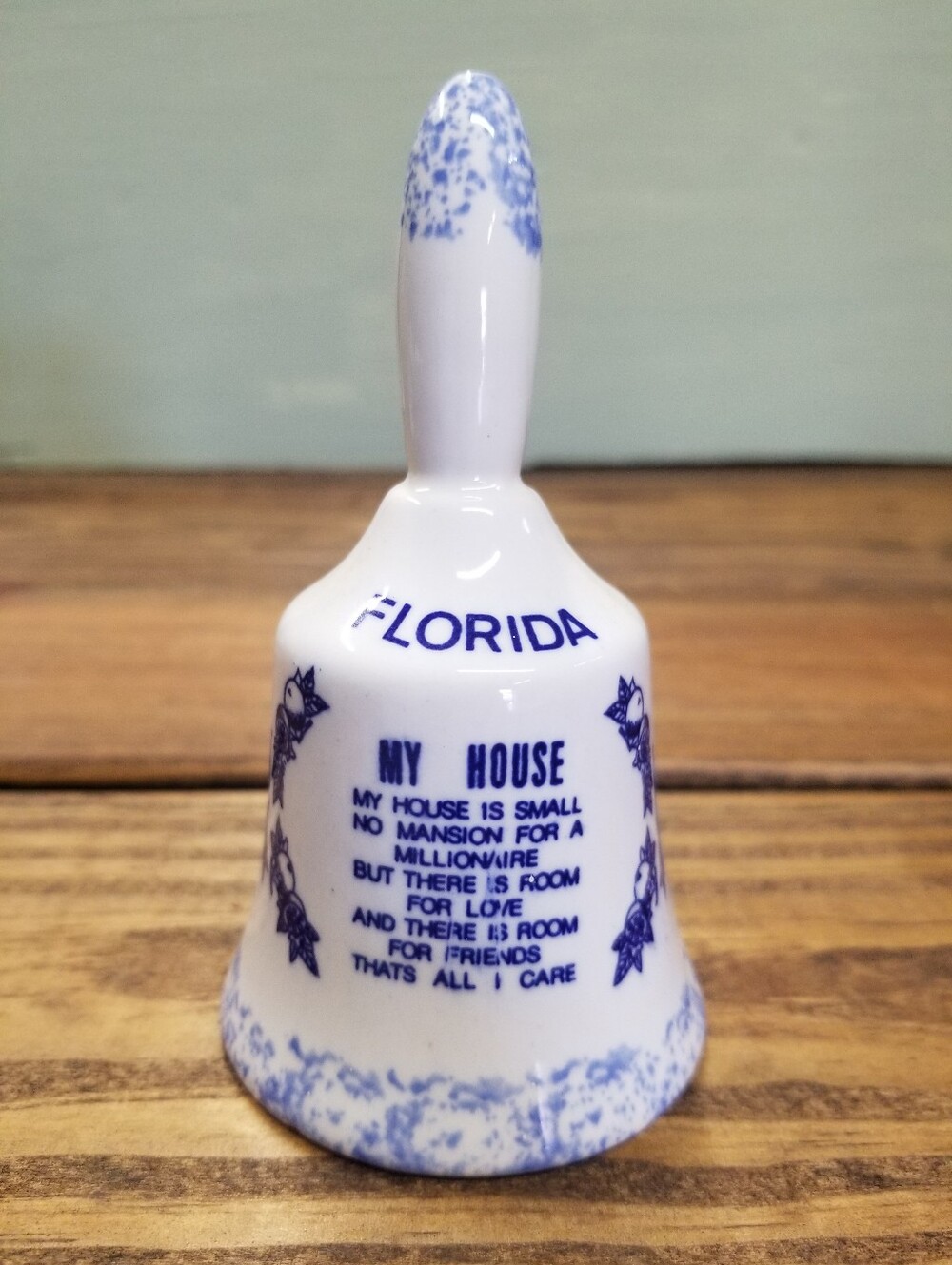 Vintage Florida State Souvenir Bell with My House Poem Ceramic